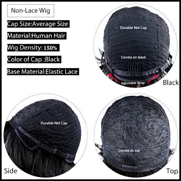 Glueless Human Hair Pixie Cut Wig Curly Wave Layered With Bangs Daily Wear main image 6
